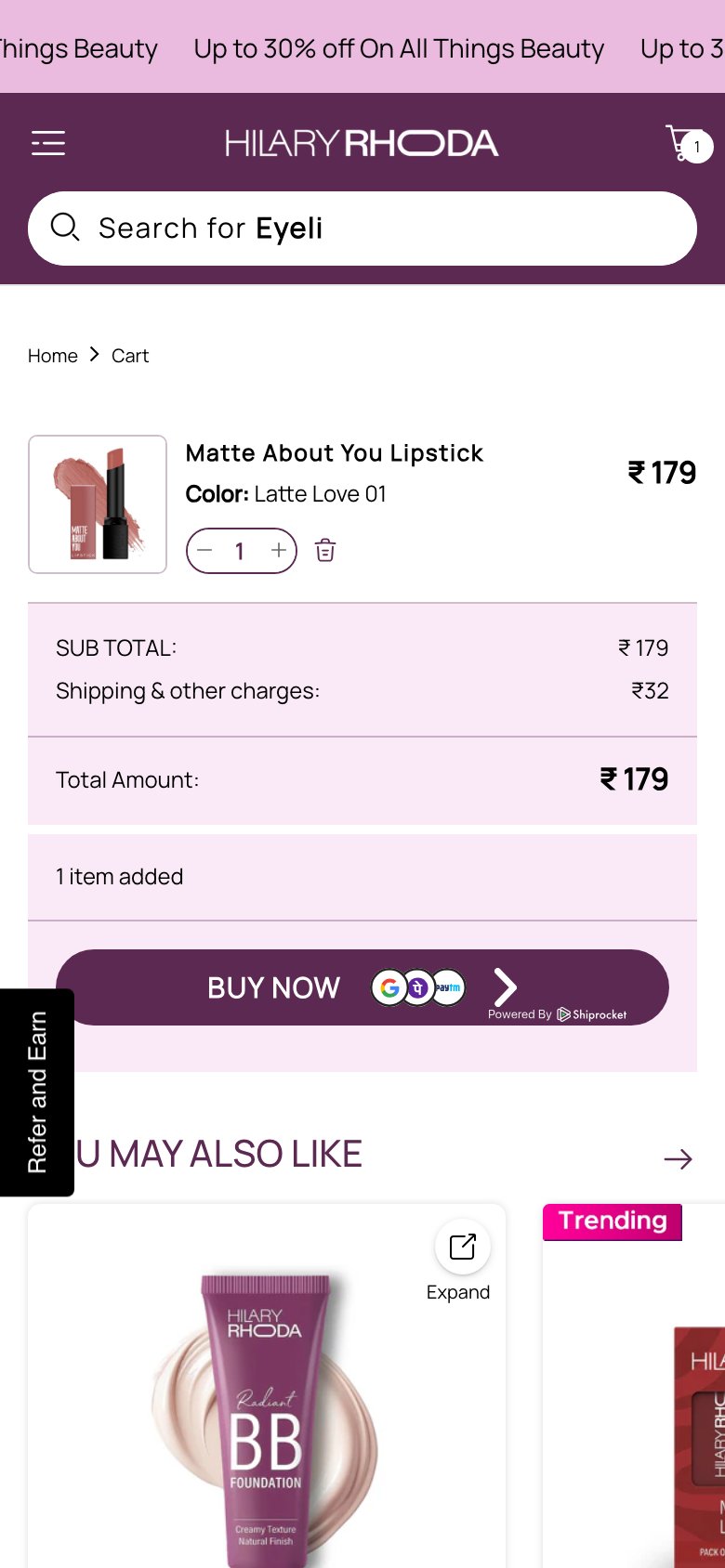 Hilary Rhoda — No shipping progress bar